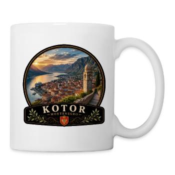 Kotor Montenegro Altstadt Bucht Urlaub Vintage - Tasse - Weiß - Rechts