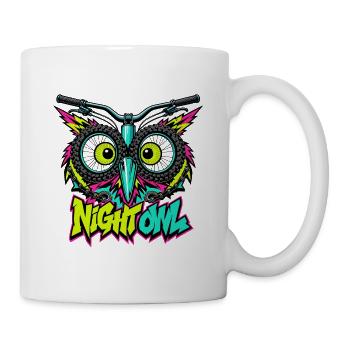 Neon Night Owl Mountainbike-Kunst - Tasse - Weiß - Rechts