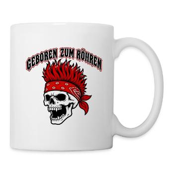 Geboren zum Röhren Totenkopf Biker Design - Tasse - Weiß - Rechts