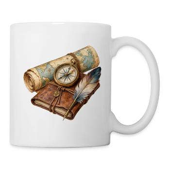 Kartenkompass Lederjournal - Tasse - Weiß - Rechts