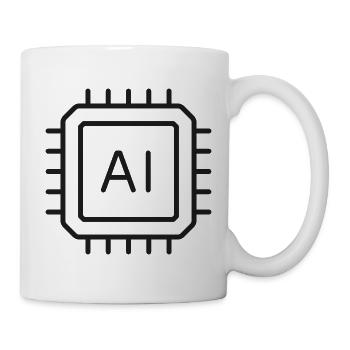 KI-Mikrochip-Liniensymbol - Tasse - Weiß - Rechts