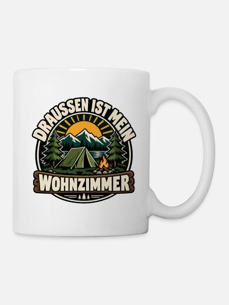 Draußen ist mein Wohnzimmer - Tasse - Weiß