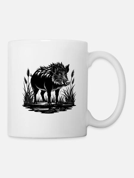 Wildschwein im Sumpf - Tasse - Weiß