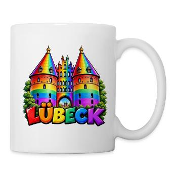 Lübeck Regenbogen Holstentor - Tasse - Weiß - Rechts
