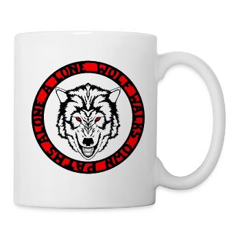 Rote Augen in einem schwarzen Kreis der Inschrift - Tasse - Weiß - Rechts