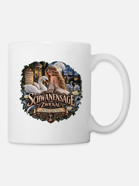 Die Schwanensage von Zwickau – Jungbrunnen-Sage - Tasse - Weiß