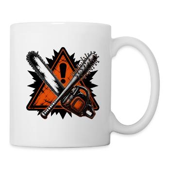 Kettensäge Baseballschläger Thrash Metal Shirt - Tasse - Weiß - Rechts