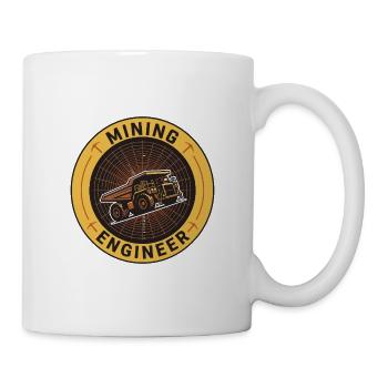 Bergbauingenieur-Schwerlastwagen-Abzeichen-Geschenk - Tasse - Weiß - Rechts