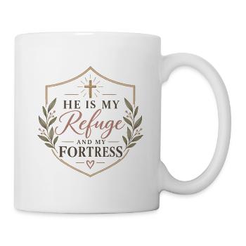 Er ist meine Zuflucht und Festung - Tasse - Weiß - Rechts