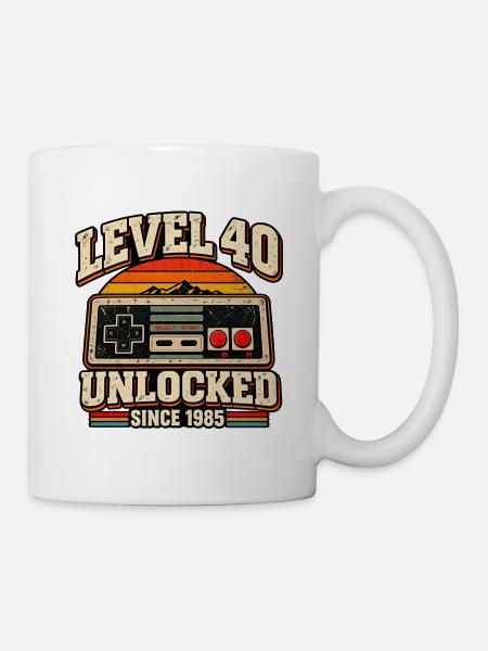 Level 40 Entsperrter Retro-Controller - Tasse - Weiß