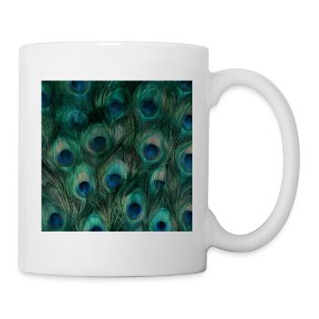 Smaragdgrüne Pfauenfedern - Tasse - Weiß - Rechts