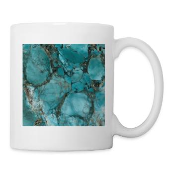 Aquamarin-türkisfarbener Marmor - Tasse - Weiß - Rechts