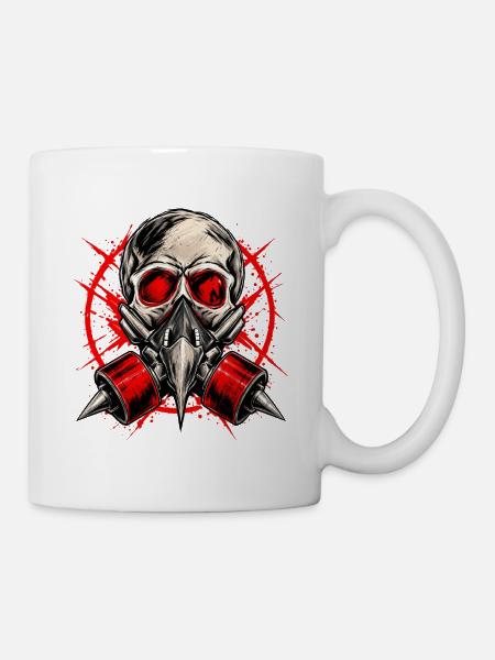 Red Skull Gasmasken-Illustration - Tasse - Weiß