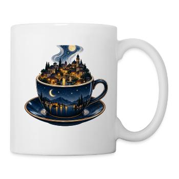 Mondbeschienene Stadtlandschaft Teetasse - Tasse - Weiß - Rechts