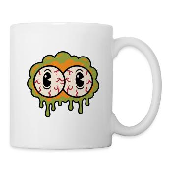 Retro-Cartoon-Augen mit unheimlichem, tropfendem Schleim - Tasse - Weiß - Rechts