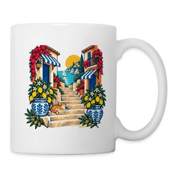 Italienische Küstengasse mit Zitronen - Tasse - Weiß - Rechts
