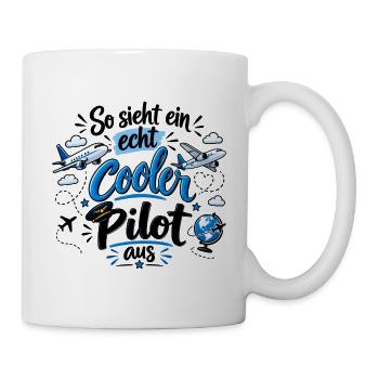 So sieht ein echt cooler Pilot aus - Flugzeug - Tasse - Weiß - Rechts
