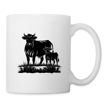 Angus-Kuh und Kalb - Tasse - Weiß - Rechts