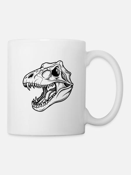 T-Rex-Dinosaurier-Schädelfossil - Tasse - Weiß