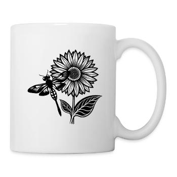Libelle und Sonnenblume - Tasse - Weiß - Rechts