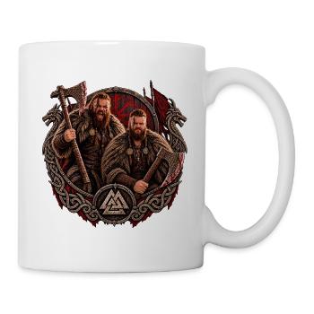 Wappen der Zwillings-Wikingerkrieger - Tasse - Weiß - Rechts