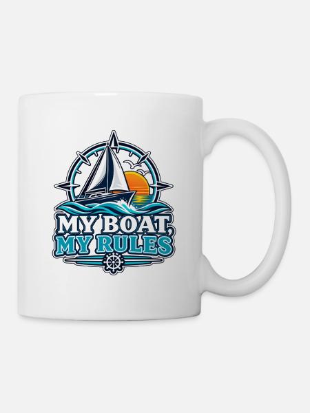 Mein Boot, meine Regeln | Zeilen & Boot - Tasse - Weiß
