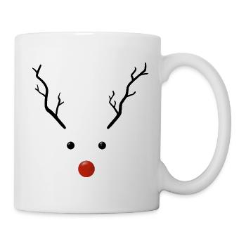 Rentier süß minimalistisch mit roter Nase  - Tasse - Weiß - Rechts