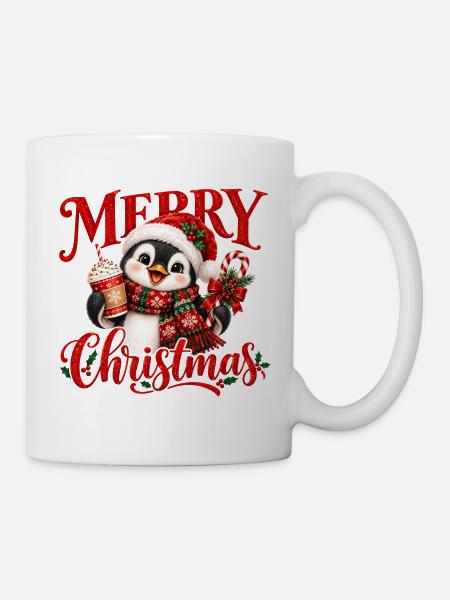 Festliche Pinguin-Weihnachtsstimmung - Tasse - Weiß