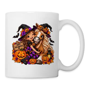 Kuschelige Halloween-Hexe & Pony - Tasse - Weiß - Rechts