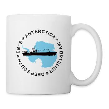 Antarktis-Silhouette mit Explorer-Schiff - Tasse - Weiß - Rechts