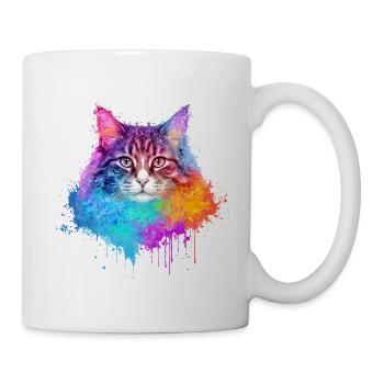 Norwegian Forest Cat Aquarell Illustration - Tasse - Weiß - Rechts