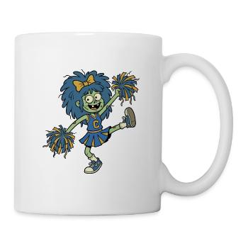 Cartoon-Zombie-Cheerleader mit tanzenden blauen Haaren - Tasse - Weiß - Rechts
