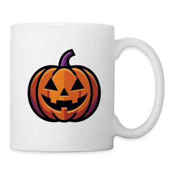 Spooky geschnitzte Kürbis mit einem lächelnden Gesicht - Tasse - Weiß - Rechts