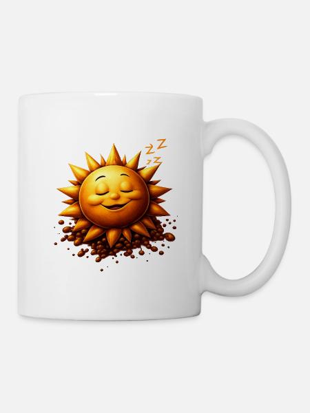 Schlafender Sonnenschein mit Bohnen - Tasse - Weiß