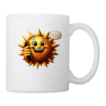 Sonnenlächeln am Telefon - Tasse - Weiß - Rechts