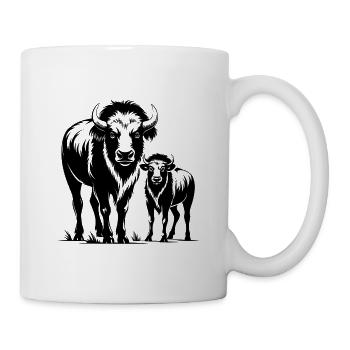 Bison und Kalb - Tasse - Weiß - Rechts