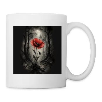 Mohn im dunklen Wald - Tasse - Weiß - Rechts