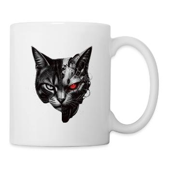 Halb-Katze Cyborg-Katze - Tasse - Weiß - Rechts