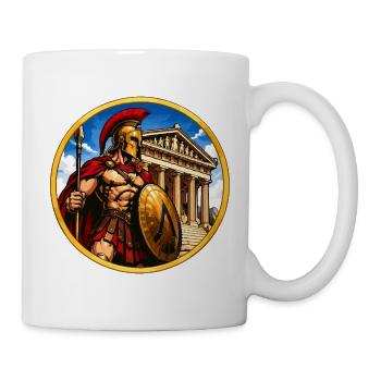 Spartaner Gladiator vor Tempel - Tasse - Weiß - Rechts