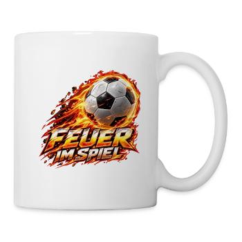 Flammender Fußball – Feuer im Spiel - Tasse - Weiß - Rechts