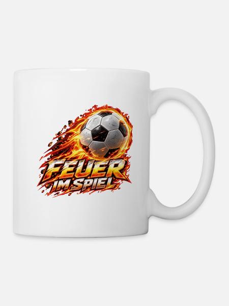 Flammender Fußball – Feuer im Spiel - Tasse - Weiß