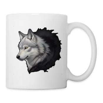 Weisser Wolf Kopf Tinten-Splash - Tasse - Weiß - Rechts