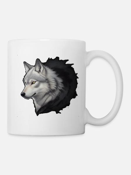 Weisser Wolf Kopf Tinten-Splash - Tasse - Weiß