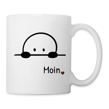 Moin. | Kleine Guckfigur mit Herz regionaler Gruss - Tasse - Weiß - Rechts