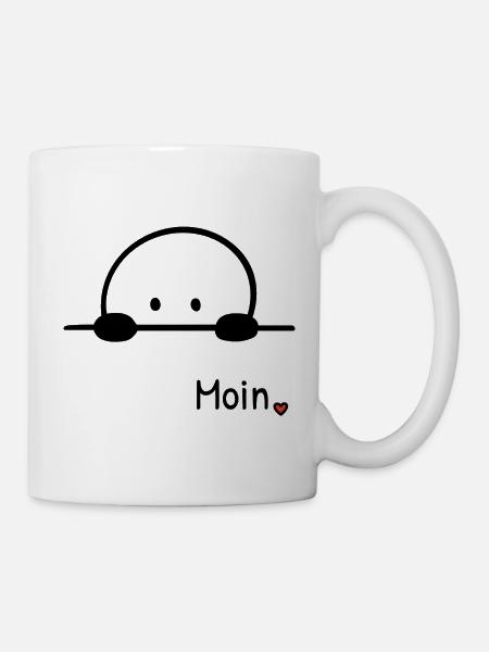 Moin. | Kleine Guckfigur mit Herz regionaler Gruss - Tasse - Weiß