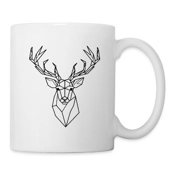 Geometric Deer – Polygon Hirsch Silhouette - Tasse - Weiß - Rechts