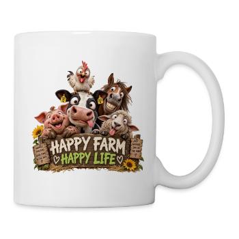 Happy Farm Happy Life – Bauernhof Charm - Tasse - Weiß - Rechts