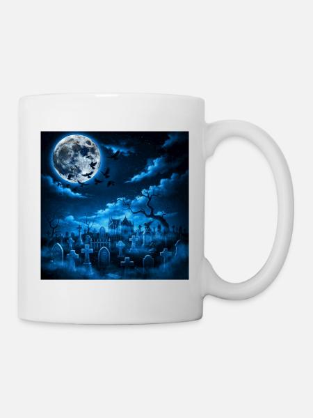 Mondnacht über dem Gruftfeld - Tasse - Weiß