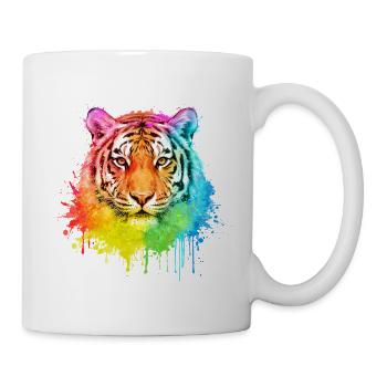 Tiger Aquarell Illustration - Tasse - Weiß - Rechts