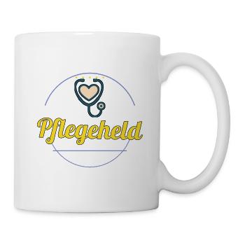Pflegeheld – Emblem Shirt für Pflegekräfte - Tasse - Weiß - Rechts